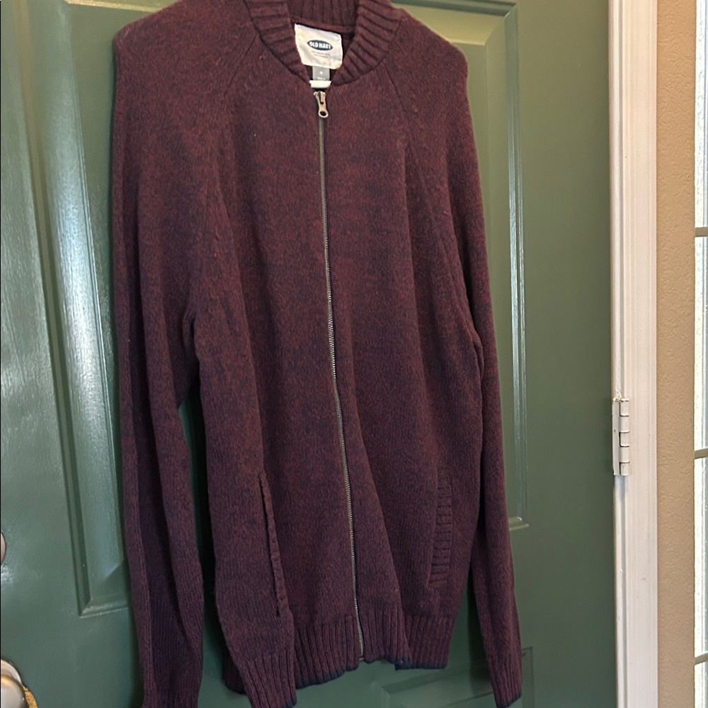 Old Navy Men's Zip-Up Sweater in Deep Purple